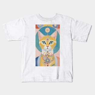 Hilma af Klint's Abstract Feline Wonderland: Whimsical Reverie Kids T-Shirt